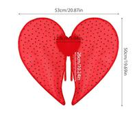 Qtinghua Love Heart Cupid Wings for Adults Women Wearable Red Black Mesh Spotted Angel Wings Prop for Valentine’s Day Photo Shoot Party Cosplay Costume Accessories (Red, One Size)