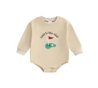 Qtinghua Personalised Daddy Baby Bodysuit First Father's Day Gift Little Golf Buddy Letter Long Sleeve Baby Grow Vest for Boys & Girls (Khaki, 0-3 Months)