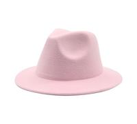 Qtinghua Unisex Kids Wide Brim Fedora Hats Children Jazz Caps Classic Panama Dress Hat for Boys Girls Holiday Party Beach Accessories (Pink, 4_years-10_Years)