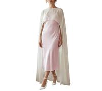 Qtinghua Women Chiffon Long Shawl Cape Irregular High Low Sheer Mesh Poncho Top Flowy Capelets Evening Dress Cover Up Streetwear (White, ONE SIZE)