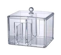 Qtip Cotton Pad Holder Dispenser 2 Slot Storage Acrylic Cotton Ball Swab Storage with Lid Transparent