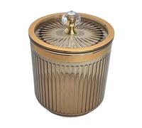 AWHAO Qtip Dispenser for Bathroom Elegant Swab Holder with Lid Dustproof Makeup Pads Container Qtip Organizer for Bathroom Home Countertop Decor, Brown