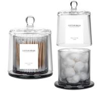 Qtip Holder Apothecary Jars with Lid, 2 Pack Thick Glass, Gray