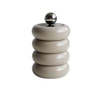 Qtip Holder, Nordic Style Qtip Holder Dispenser Dustproof Doughnut Shape Makeup Storage Box with Lid for Cotton Swab Storage (Black Four Layers)(Color:Khaki)