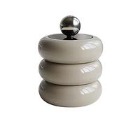 Qtip Holder, Nordic Style Qtip Holder Dispenser Dustproof Doughnut Shape Makeup Storage Box with Lid for Cotton Swab Storage (Black Four Layers)(Color:Khaki 3 Layers)