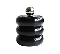 Qtip Holder, Nordic Style Qtip Holder Dispenser Dustproof Doughnut Shape Makeup Storage Box with Lid for Cotton Swab Storage (Black Four Layers)(Color:Black Three Layers)