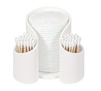 Qtips Holder Dispenser - Travel Desktop Vanity Organizer, Safe and Tasteless Storage Case for Cotton Swabs, Floss, Cotton Pads, Cups, Flexible Makeup Organizer for Bathroom, Dressing Table or