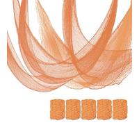 Qtisky Set of 5 Halloween Creepy Cloth Decoration, Orange Halloween Gauze Cloth Decor (72 x 30 in), Indoor Outdoor Spooky Halloween Decoration for Home Wall Yard Party Supplies (Orange)