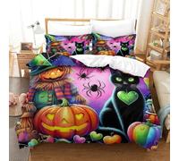QTIVARLEN Halloween Style Duvet Cover 3 PCS with Pillowcases Bedding Microfiber with Zipper Closure Ultrasoft Closure Breathable Double（200x200cm）