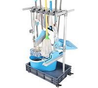 QTJH Broom And Mop Holder Put Wet Mops Movable Floor-Mounted Mop Rack Floor Standing Cleaning Tool Cart Storage For Garden Garage Schools, Hospitals, Factories, Hotels,Property Companies (12 racks)