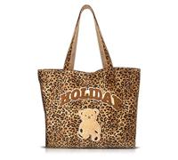 QTKJ Leopard Print Canvas Bag, Large Capacity Tote Bag, Handbags for Women Vacation, Daily Matching(Style 500)