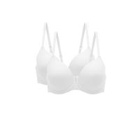 qtlines 2-Pack Women's Underwired T-Shirt Bras - Padded Full Cup Light Push Up Bra for Everyday Support & Comfort - Classic Lingerie for Adults & Older Ladies White