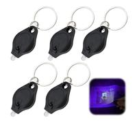 QTMMC 5 Pack Note Checker UV Detector LED Keychain Flashlight Mini Key Ring Torch Blacklight Portable Checker for Note Money Watermark Verification, Battery Powered [Energy Class A]