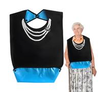 QTMMC Adult Bibs for Elderly Women Waterproof Pearl Necklace Bibs Washable Reusable Apron Clothing Protectors with Food Crumb Catcher for Women Elderly Seniors Disabled 27 x 14 Inch