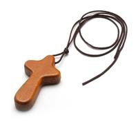 QTMMC Wooden Holding Cross Natrual Olive Wood Cross Handheld Crucifix with Lanyard Mini Holding Cross for Prayer Meditation Religious Christian Gifts or Decoration Men & Women with Sackcloth Pouch