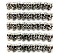QTMY 50 PCS 4mm Macroporous Skull Spacer Beads for Jewelry Making Supplies in Bulk