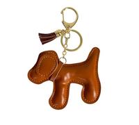 QTMY Cute Leather Puppy Keychain Keyring for Women,Purse Bag Charms for Handbags Backpack,569, Brown, 6"