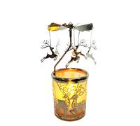 Qtnuerm Rotating Angel Tea Light Holder, 6.1 inch Metal Candle Carousel, Christmas and Holiday Decorative Candle Holder (Reindeer)