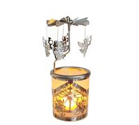 Qtnuerm Rotating Angel Tea Light Holder, 6.1 inch Metal Candle Carousel, Christmas and Holiday Decorative Candle Holder (Angel)