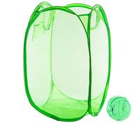 Qtopun Mesh Popup Laundry Hamper Foldable Laundry Basket Portable Dirty Clothes Basket Collapsible Dirty Clothes Hamper for Bedroom, Kids Room, College Dormitory and Travel (Green)
