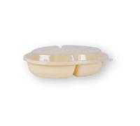QTPack 10pcs 600ml Oval Beige Meal Prep Containers 2 Compartment | BPA Free Reusable Food Grade Plastic with Transparent Lids | Microwave Freezer Dishwashers Safe | Stackable Storage Lunch Boxes