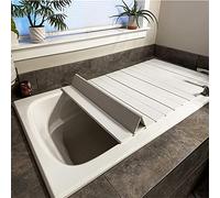 QTQHOME Bathtub Cover Shutter-Style Bath Lids,PVC Bathtub Covers Soaking Tub Cover For Bath,Keep Dust/Junk Out,Keeping The Bath Water Warm,Folding Bathtub Cover For Tub(27.5"x49.6", White)