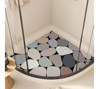 QTQHOME Corner Shower Mat,on Slip Anti Mould Bath Mat,Loofah Shower Mats for Inside Shower,Quadrant Bath Mats with Drain,Washable Sector Bath Mat for Bathroom Floor, Elderly,Quick Dry(90 * 90cm, K)