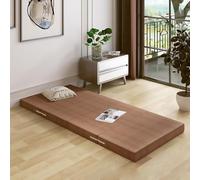 QTQHOME Folding Mattress Memory Foam Fourfold Mattress Topper, Portable Foldable Floor Mattress Sleeping Pad Travel and Guest Mat with Washable Cover(60x200x5cm, Brown)
