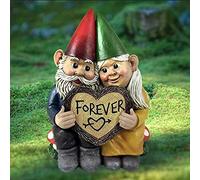 QTQHOME Forever Gnome Couple Garden Statue,Hand-painted Love Garden Gnome Figurine,Romantic Wedding Gnomes Statue Lawn Ornaments For Home Garden Decor-Forever gnome 12x7x15cm(5x3x6inch)
