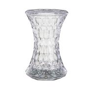 QTQHOME Hourglass Shape Storage Side Table, Clear Accent Small End Table, Colorful Corner Table Nightstand for Living Room Bedroom Crystal Stool(D12.2xH18.5in, Clear)
