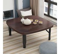 QTQHOME Japanese Folding Square Low Table for Sitting On The Floor, Wooden Tatami Floor Table, Space Saving Small Desk for Bedroom Bay Window Tea Room Outdoor(31.5x31.5in/80x80cm, Walnut)