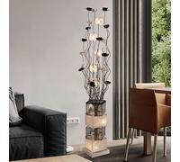 QTQHOME LED Tree Floor Lamp, Vase Aluminum Line Flower Art Light Decorative Light Modern Contemporary Crystal Standing Lamp with Foot Switch Vertical Bedroom Bedside, White Light