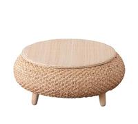 QTQHOME Low Coffee Table,Handmade Round Rattan Side Table Tea Table With Storage Log Vintage Style Furniture Perfect For Living Room Balcony Windowsill Japanese Restaurant Cafe Picnic(60*25CM, Log A)