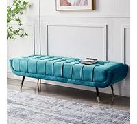 QTQHOME Luxury Buttons End of Bed Bench, Comfy Velvet Ottoman Bench with Metal Legs, Modern Bedroom Bench Entryway Bench Upholstered Bench Seat For Living Room(120x47x43cm(47x19x17inch), A)