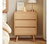 QTQHOME Mid-Century Modern Nightstand,Solid Wood Small Side Table with Drawers,Storage Table for Bedroom and Living Room Bedside Table(40x40x62cm(16x16x24inch), Wood color)