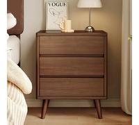 QTQHOME Mid-Century Modern Nightstand,Solid Wood Small Side Table with Drawers,Storage Table for Bedroom and Living Room Bedside Table(40x40x62cm(16x16x24inch), Brown)