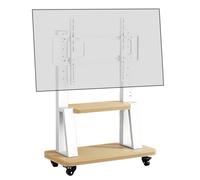 QTQHOME Mobile TV Cart Rolling TV Stand, Height Adjustable Floor TV Stand for 32-110 Inch Screens, TV Mount Stand on Lockable Wheels with Shelf for Corner Bedroom(32"-90", Natural)