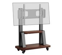 QTQHOME Mobile TV Cart Rolling TV Stand, Height Adjustable Floor TV Stand for 32-110 Inch Screens, TV Mount Stand on Lockable Wheels with Shelf for Corner Bedroom(32"-90", Walnut)