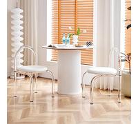 QTQHOME Modern Acrylic Dining Chair Set of 2,Velvet Upholstered Dining Chairs with Clear Legs,Clear Kitchen Chairs,Acrylic Accent Chairs Vanity Chair,Armless Modern Bar Chair for Dining Room Bedroom