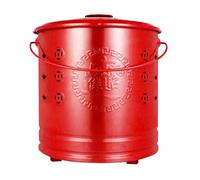 QTQHOME Outside Stainless Steel Burn Barrel, Metal Burn Can for Burning Trash Paper, Yard Waste Incinerator Barrels Burn Cage with Lid and Handle for Backyard Bonfire Camping(15.7" D x 6.5" H, Red)