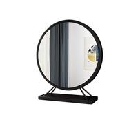 QTQHOME Premium Round Vanity Mirror with Stand-HD Anti-Distortion Tabletop Mirror for Bathroom,Dorm & Countertop,Freestanding Stable A-Frame Base(D:19.7", Black)