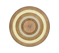 QTQHOME Round Rugs For Living Room Machine Washable Handmade Printing And Weaving Of Jute Patterns Circle Rug Kitchen Vintage Non Slip Circular Mats(140cm, Yellow)