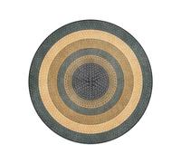 QTQHOME Round Rugs For Living Room Machine Washable Handmade Printing And Weaving Of Jute Patterns Circle Rug Kitchen Vintage Non Slip Circular Mats(120cm, Yellowish green)