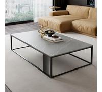 QTQHOME Square Coffee Table, Modern Coffee Table with Faux Marble Tabletop and Metal Frame,Simple Center Cocktail Table for Living Room(39.3" D x 23.6" W x 17.8" H, C)