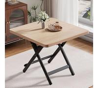 QTQHOME Square Folding Dining Table for 4, Foldable Portable Wooden Camping Table for Porch Balcony Deck Garden Yard(27.56 * 27.56 * 28.35in, D)