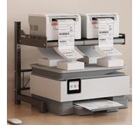 QTQHOME Telescopic Metal Printer Stand for Desk, Large 2/3 Tier Desktop Hutch Shelf Printer Shelf, Office Home Storage Rack Desk Organizer for Fax Machine Scanner Files(2 Tier, Grey)