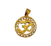 Qtron | Gold OM Pendant- Gold Pendant- Sacred OM pendant-Peace indicating Gold Pendant- Religious Pendant- Lord Shiva Gold Pendant Without Dori, Medium, Stainless Steel, No Gemstone