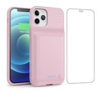 QTshine Battery Case for iPhone 12/12 Pro,[2025 Upgraded] 10800mAh Ultra-Slim Portable Extended Charger Case Cover for iPhone 12/12 Pro Charging Case (6.1 Inch)-Pink
