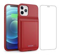QTshine Battery Case for iPhone 12/12 Pro,[2025 Upgraded] 10800mAh Ultra-Slim Portable Extended Charger Case Cover for iPhone 12/12 Pro Charging Case (6.1 Inch)-Red