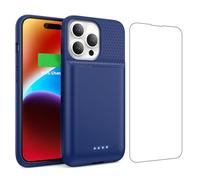 QTshine Battery Case for iPhone 13/13 Pro/14,[2025 Upgraded] 7500 mAh Ultra-Slim Portable Extended Charger Cover for iPhone 13/13 Pro/14 Charging Case (6.1 Inch)-Blue